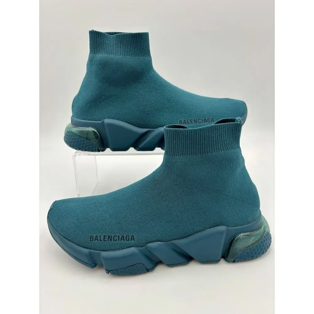 Authentic Balenciaga 2.0 Speed Knit Runner Sock Sneakers Teal Blue Size 8